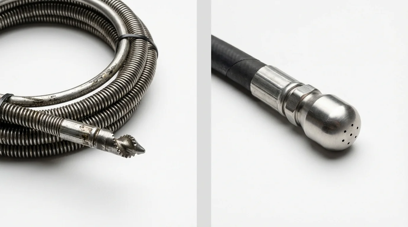 Drain snake cable and hydro jetting nozzle used for drain cleaning in Gold Bar, WA