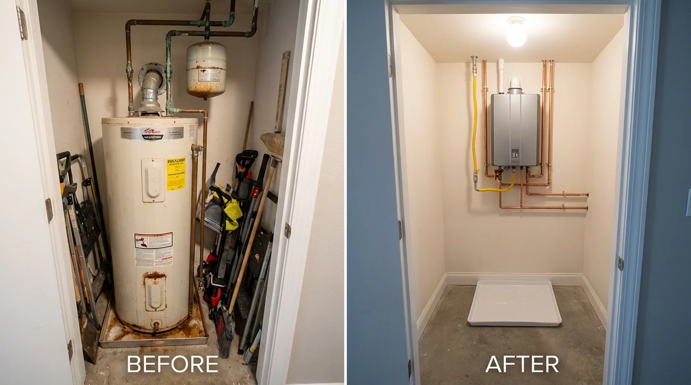 Tank water heater versus wall-mounted tankless unit comparison for Gold Bar, WA homeowners
